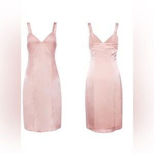 NWT - LANI THE LABEL AINSLEY SATIN LACE MIDI DRESS PINK DUSTY ROSE XS